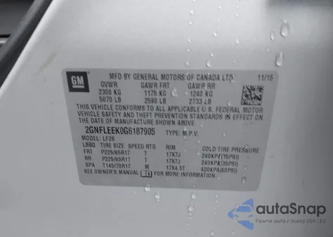 2016 Chevrolet Equinox Ls from USA, damaged, VIN 2GNFLEEK0G6187905